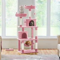 Yaheetech 62.5in Cat Tree with 2 Cat-Ear Perches & 2 Condos - 62.5in / Pink - image 2
