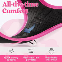 rabbitgoo Dog Harness for Large Dogs, No Pull Pet Vest with 3 Buckles, Adjustable Soft Padded Pet Harness with Easy Control Handle and Reflective Strips, Black & Rose Pink, L