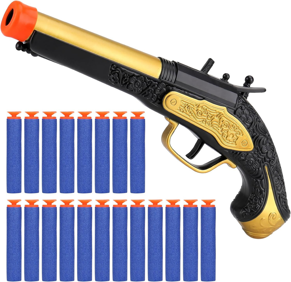 Toy Pirate Foam Blaster for kids Soft Foam Darts 20pcs Themed - Black