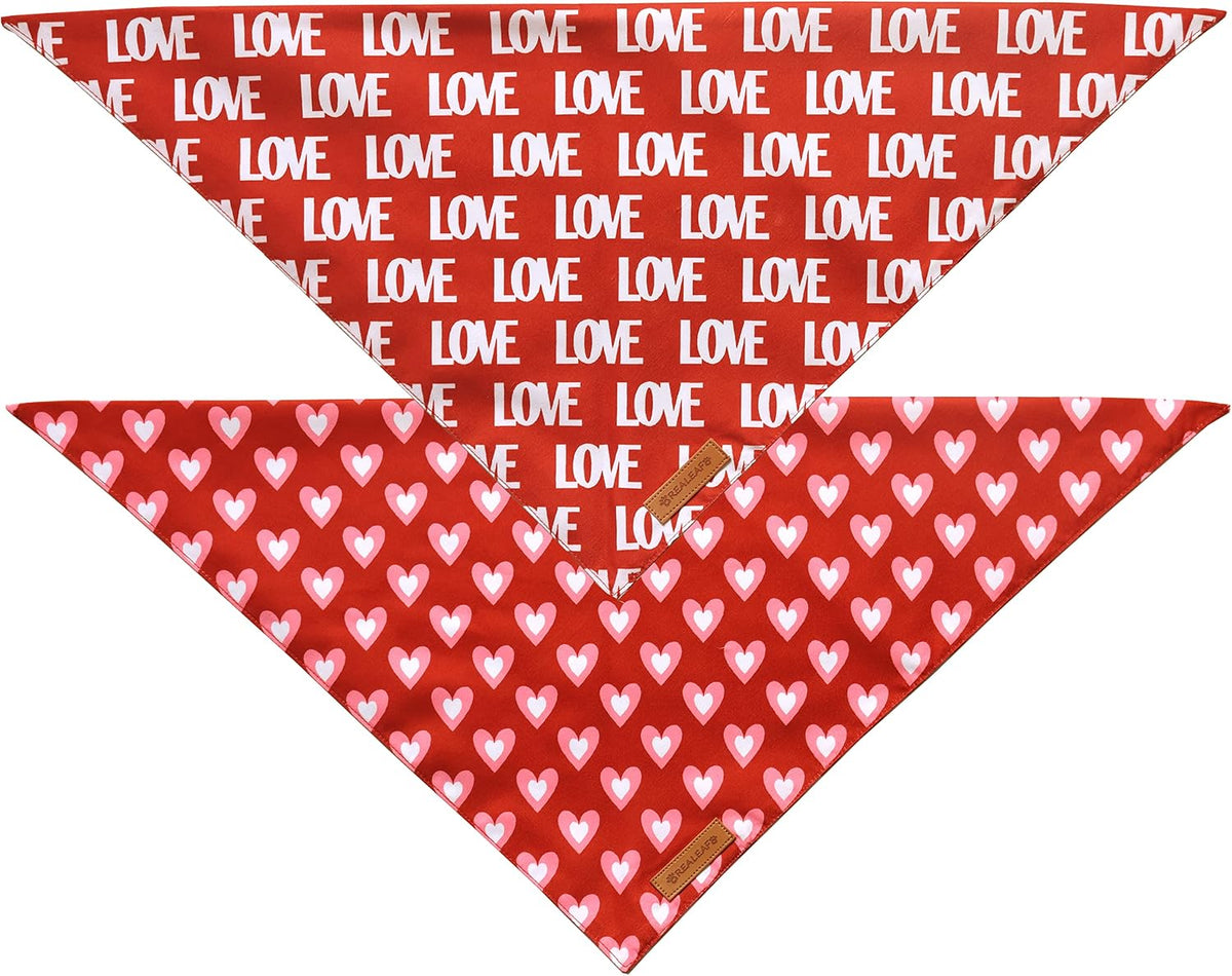 Fall Dog Bandanas 2 Pack, Orange Plaid Pet Scarf for Boy and Girl, Premium Durable Fabric, Holiday - Red / Large - image 3