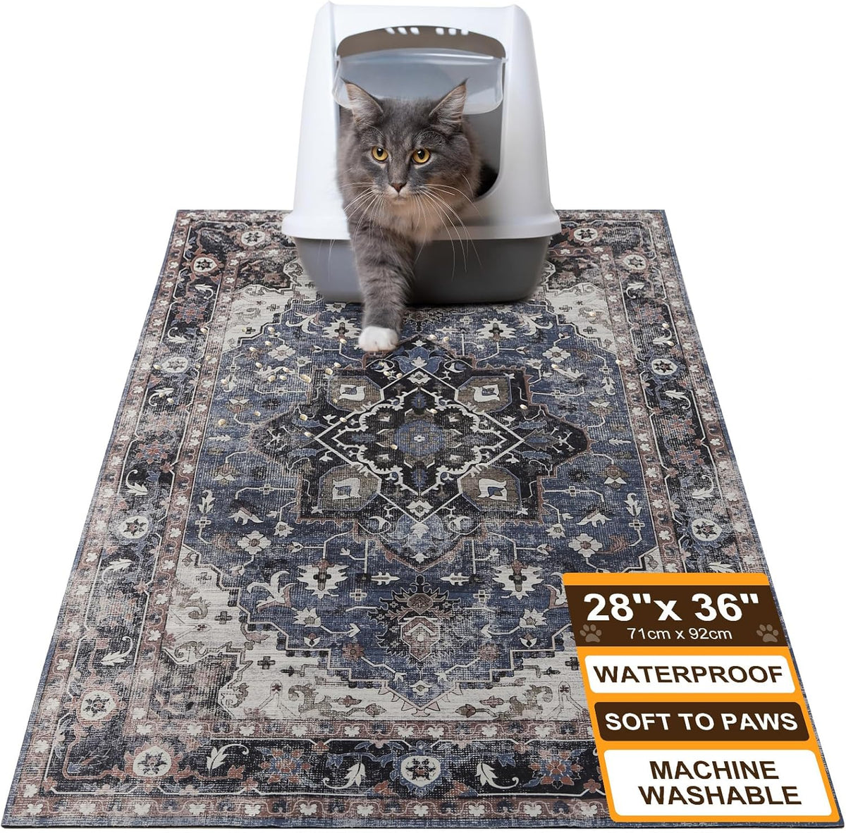 Cat Litter Mat, 20" x 28" Litter Trapping Mat, Waterproof – Daily Care for Cats - Classic Retro / 28x36 Inch (Pack of 1)