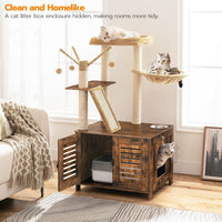 HOOBRO Cat Tree with Litter Box Enclosure - Rustic Brown - image 2