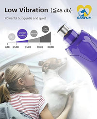 Casfuy Dog Nail Grinder Quiet - (45db) 6-Speed Pet Nail Grinder with 2 LED Lights for Large Medium Small Puppy Dogs/Cats, Professional 3 Ports Rechargeable Electric Dog Nail Trimmer with Dust Cap