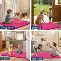 Smiry Dog Door Mat for Muddy Paws 30x20, Absorbs Moisture and Dirt Doormat, Non-Slip Washable Quick Dry Chenille Front Door Mat Indoor Entrance, Entryway Carpet for Inside Floor, Hot Pink