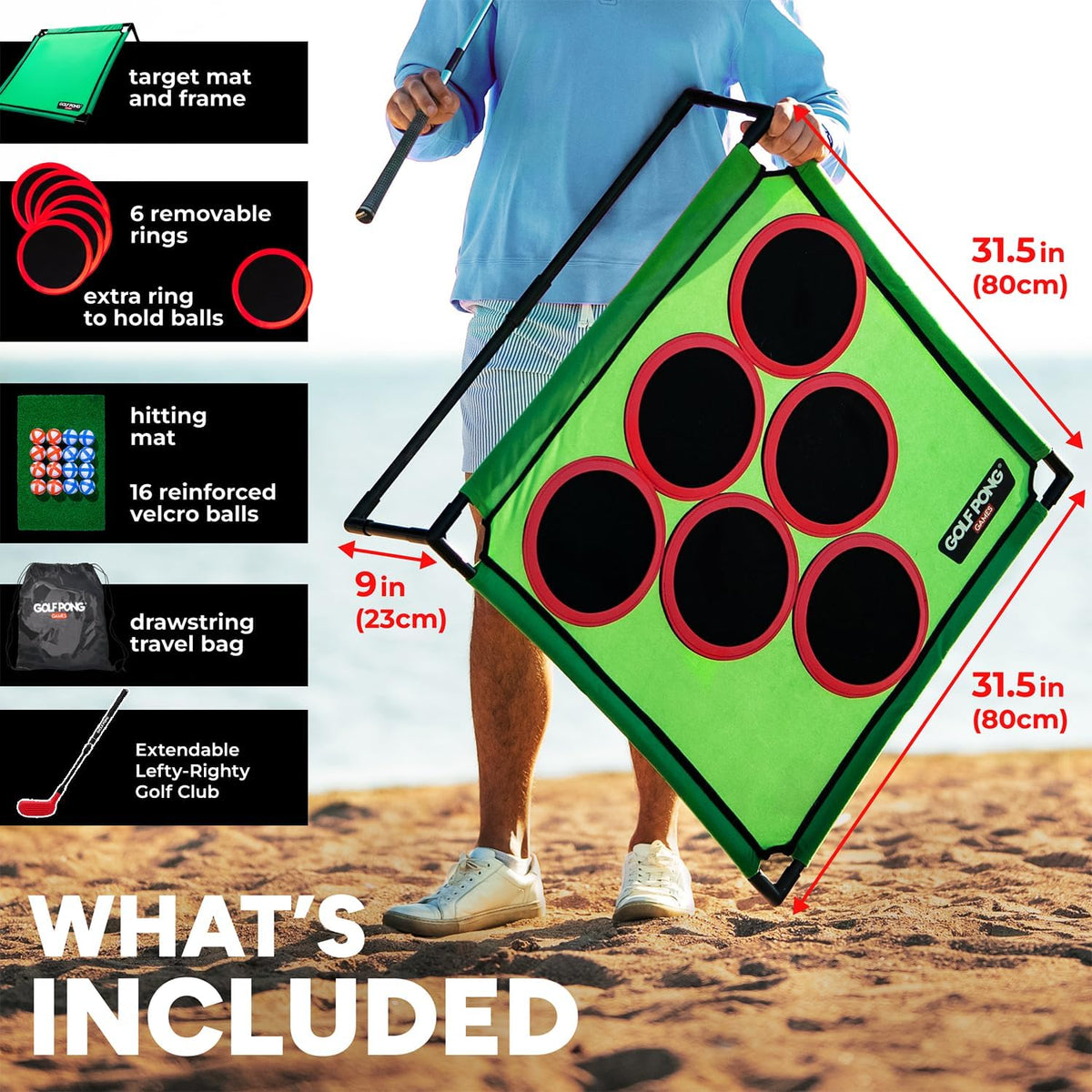 Golf Pong Chipping Game for Men & Women, 1 Board – Fun for Kids & Family - 1x Board + 1 Club - image 2