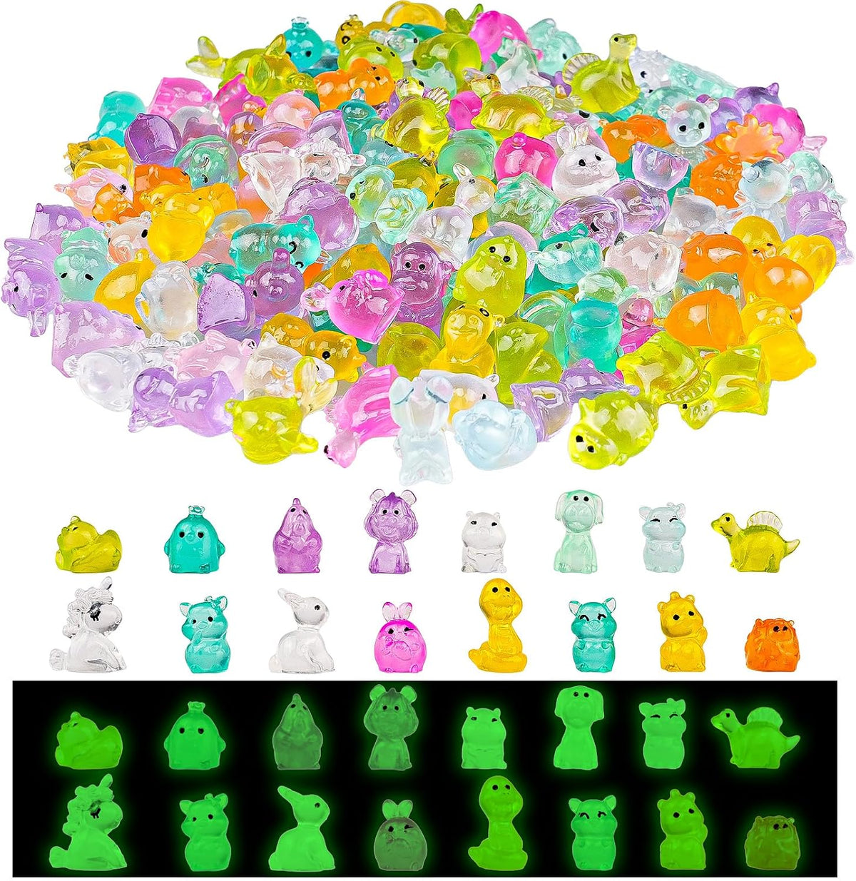 Mini Resin Duck Colorful Miniature Figures Micro Fairy Garden - 200 Luminous Animals