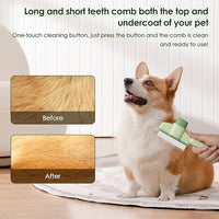 Flea Comb for Cat Hair Removal Comb, 2025 New Self-Cleaning Flea Brush for Cats and Dog, Comfort Cat Hair Removal Tool with Long & Short Stainless Steel Metal Grooming Brush(Green)