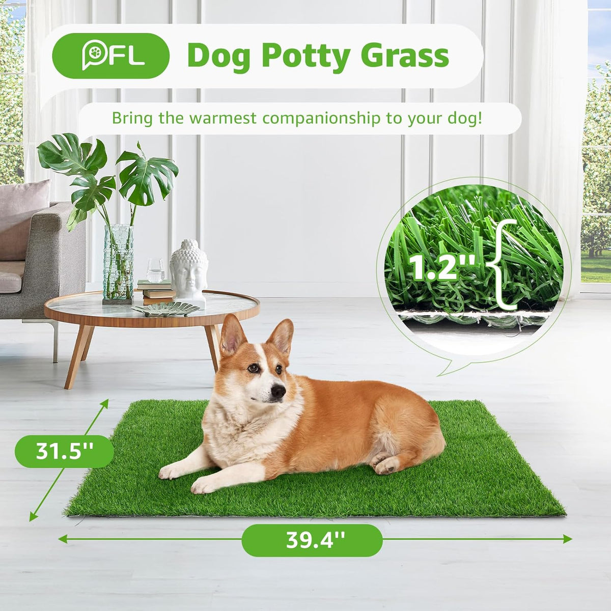 Dog Grass Pee Pads, 26''x 17'' - 39"x31.5" - image 2