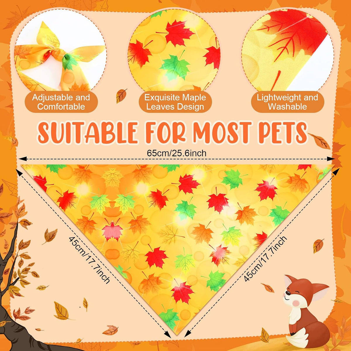 Preboun 100 Pcs Fall Paw Print Dog Bandanas Bulk - Fall / 25.6 x 17.7 x 17.7 Inch - image 3