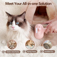 L&W BROS. Steam Grooming Brush for Shedding and Detangling – Self-Cleaning Steamy Pet Brush with Mist Spray for Long-Haired Cats and Small Dogs (Pink)