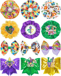 PET SHOW Holiday Dog Bowties Flowers for Small Dogs Slide on Collar – Essentials for Dogs - Mardi Gras-12pcs