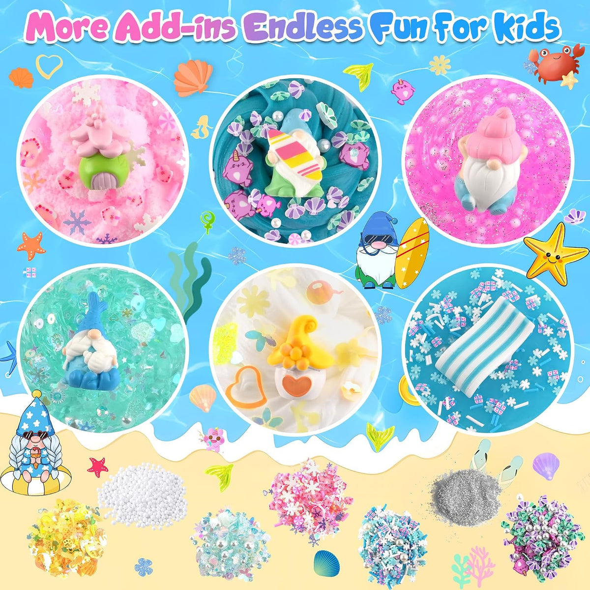 6 Pack Halloween Slime Kit, Cloud Butter Slime for Girls Boys – Fun for Kids & Family - Mermaid Gnome - image 3