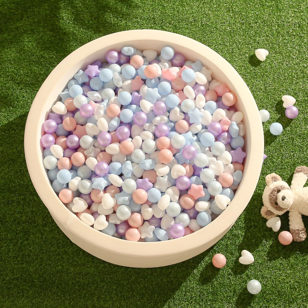 TRENDPLAY ball pit balls in star, heart and round shapes with pastel colors - view 25