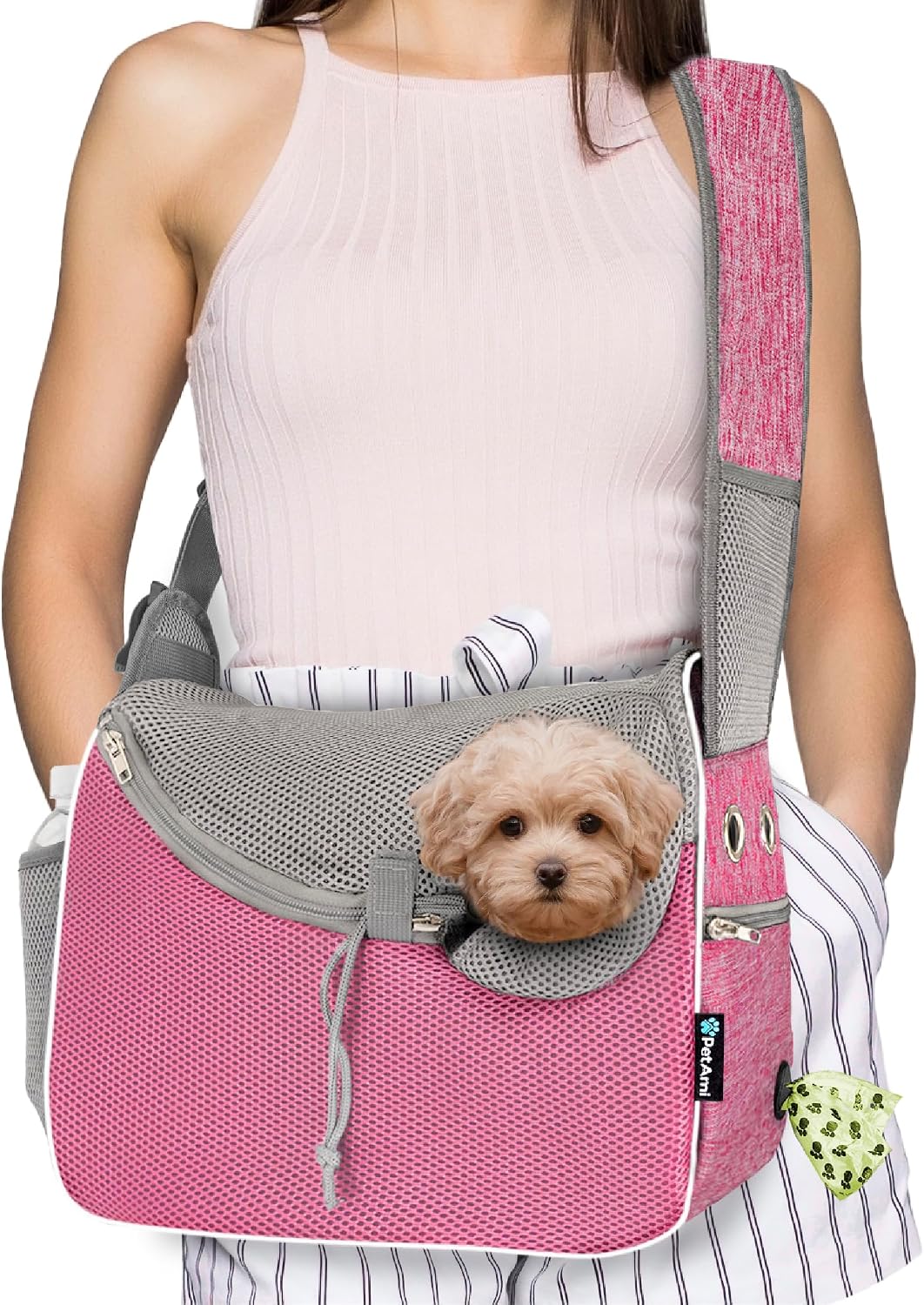 PetAmi Dog Sling Carrier for Small Dog - Pink