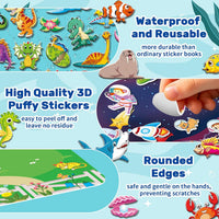 Elfew 3 pack Halloween reusable sticker books for toddlers with puffy stickers - view 8