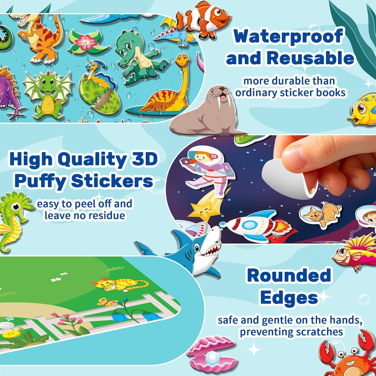 Elfew 3 pack Halloween reusable sticker books for toddlers with puffy stickers - view 8