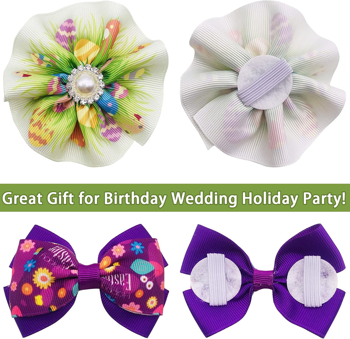 PET SHOW Holiday Dog Bowties Flowers for Small Dogs Slide on Collar – Essentials for Dogs - Easter-4pcs - image 2