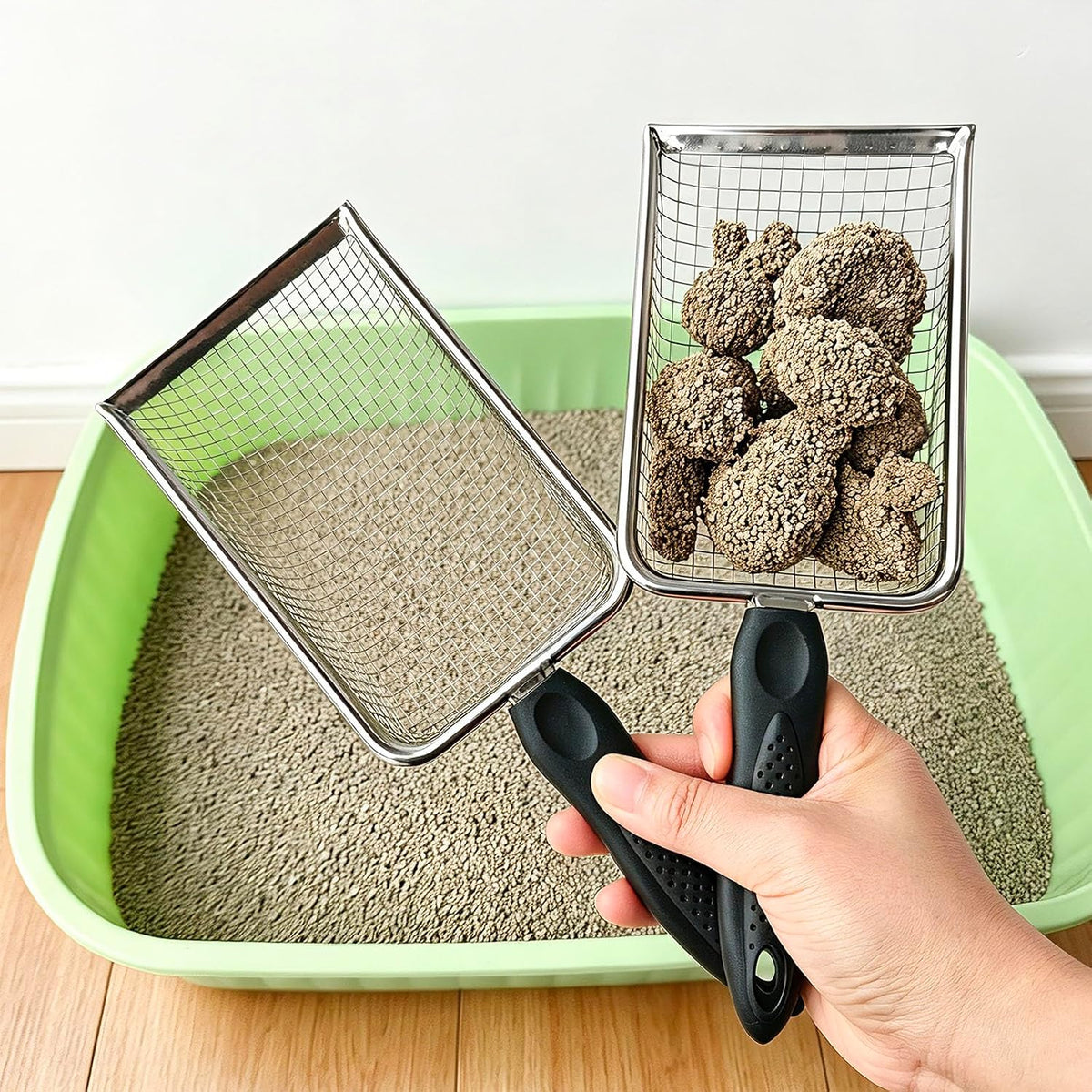 2 Pack Cat Litter Scoop with 3.8mm & 5mm Mesh - image 3