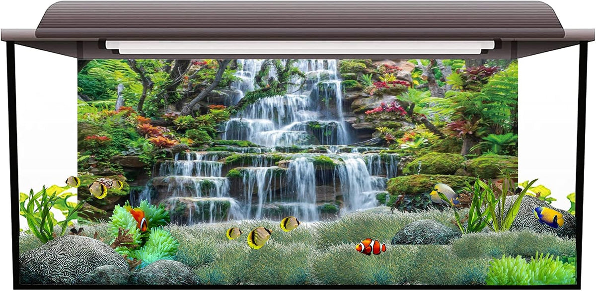 36x18 inches Waterfall Aquarium Backdrop Plants Reptile Habitat - 72x24in/180x60cm - image 2