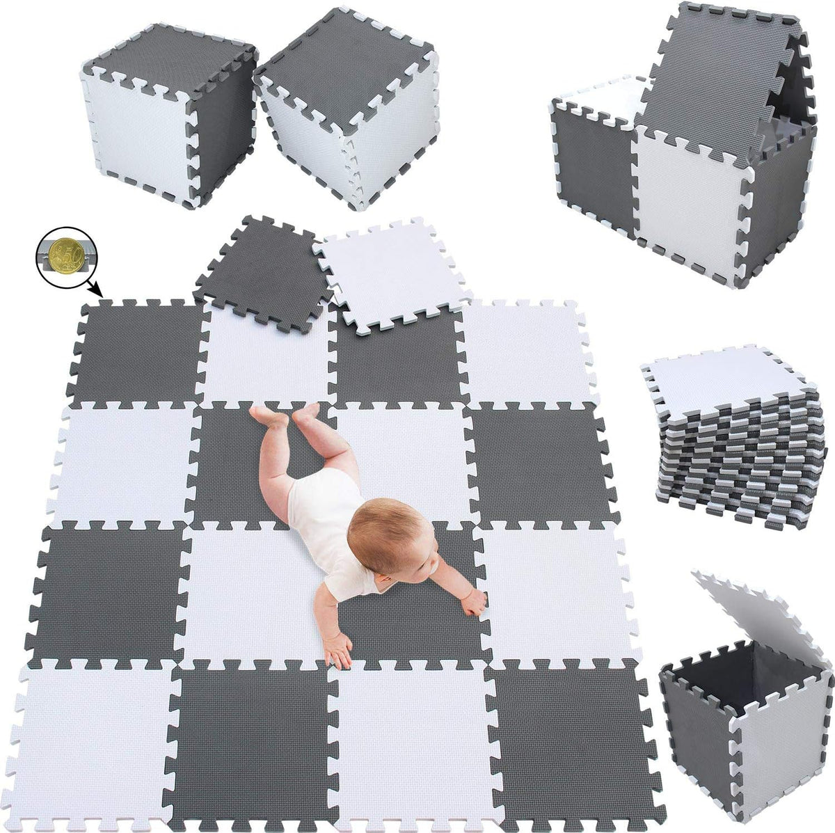 meiqicool Foam Play Mat Thick Soft EVA Interlocking Foam Floor Mats