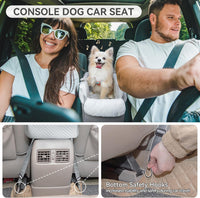 PETSFIT Cat Car Seat, Portable Console Dog Car Seat with Safe Protective Hooks, Luxury Pet Car Seat - Grey / Small - image 2