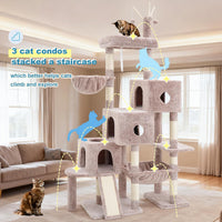 Hey-brother Cat Tree Tower with 3 Condos - 74.8 inches / Muchroom - image 3