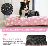 Dog Bed Crate Mat, Soft Durable Washable Anti-Slip Kennel Pad for Dogs & Cats, Reversible) - M(30"*20"*3.1") / Big&Little Stars Pink-1pc - image 4