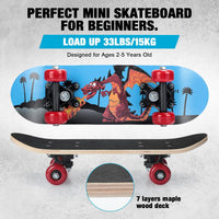 Honoson kids skateboard set with dinosaur print maple deck and black knee pads, elbow pads and wrist - view 35