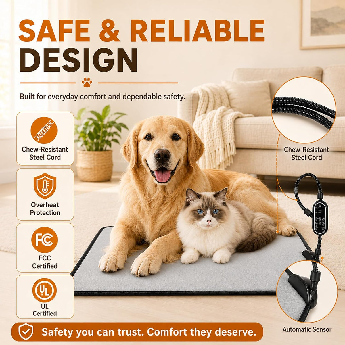 Pet Heating Pad for Cats & Dogs - light grey / 17.7" x 17.7" - image 2