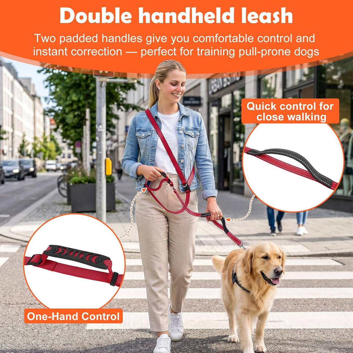 XiaZ Hands Free Dog Leash, Versatile Crossbody Dog Leash - BasicRed - image 3