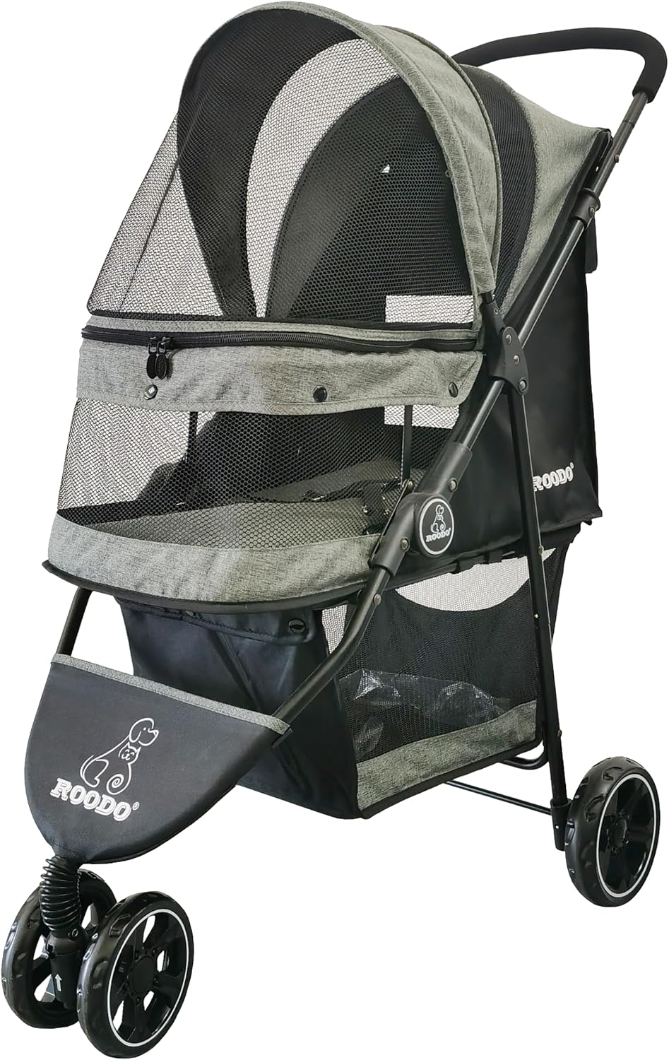 ROODO 3 Wheel Dog Pet Cat Stroller Best Lightweight Foldable Compact - Cationic ash