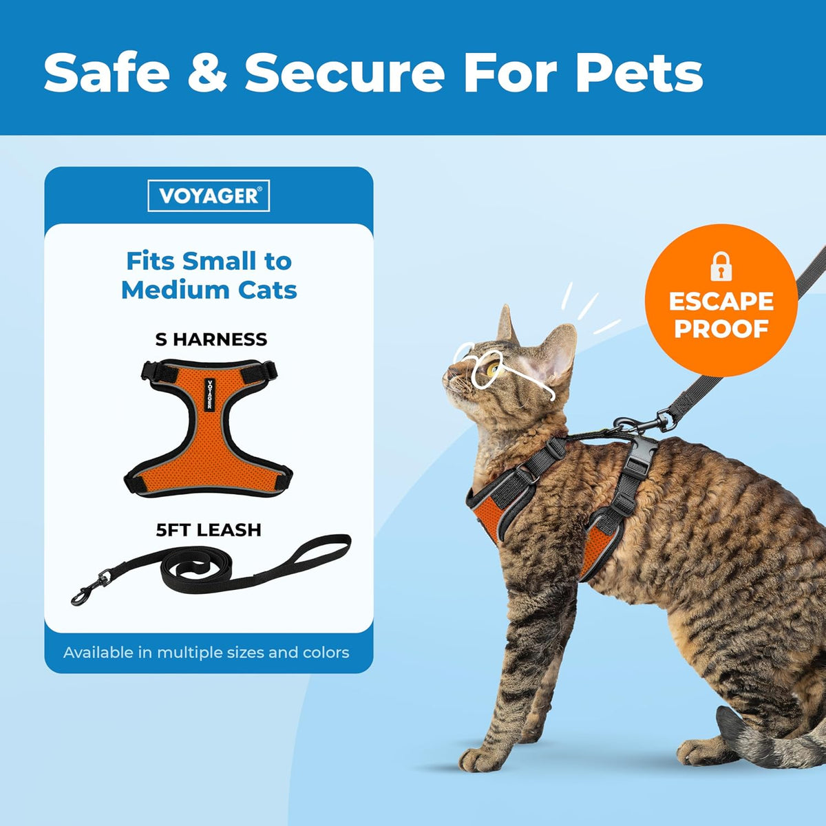 Voyager Escape-Proof Step-in Harness & Leash, Orange - Black Trim-Orange (327) / S (Chest: 15 - 18") - image 2