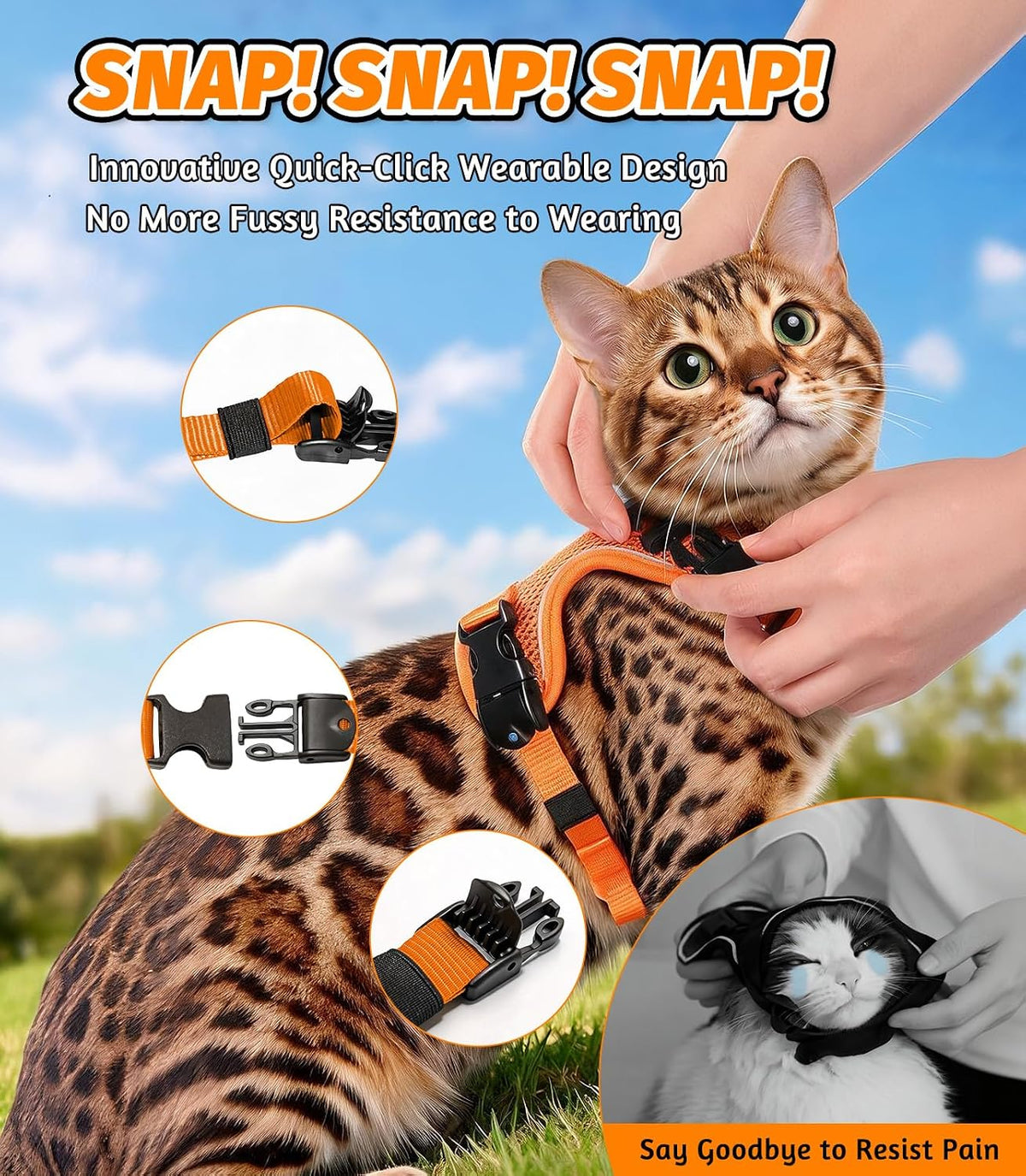 Cat Harness and Leash for Walking - Orange / S (7-12lb) - image 4