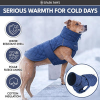 Spark Paws Quilted Dog Winter Coat - Blue / 3XL - image 3