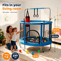 Happin 55’’ Trampoline for kids Safety Enclosure - Total Blue / Adventure - image 2