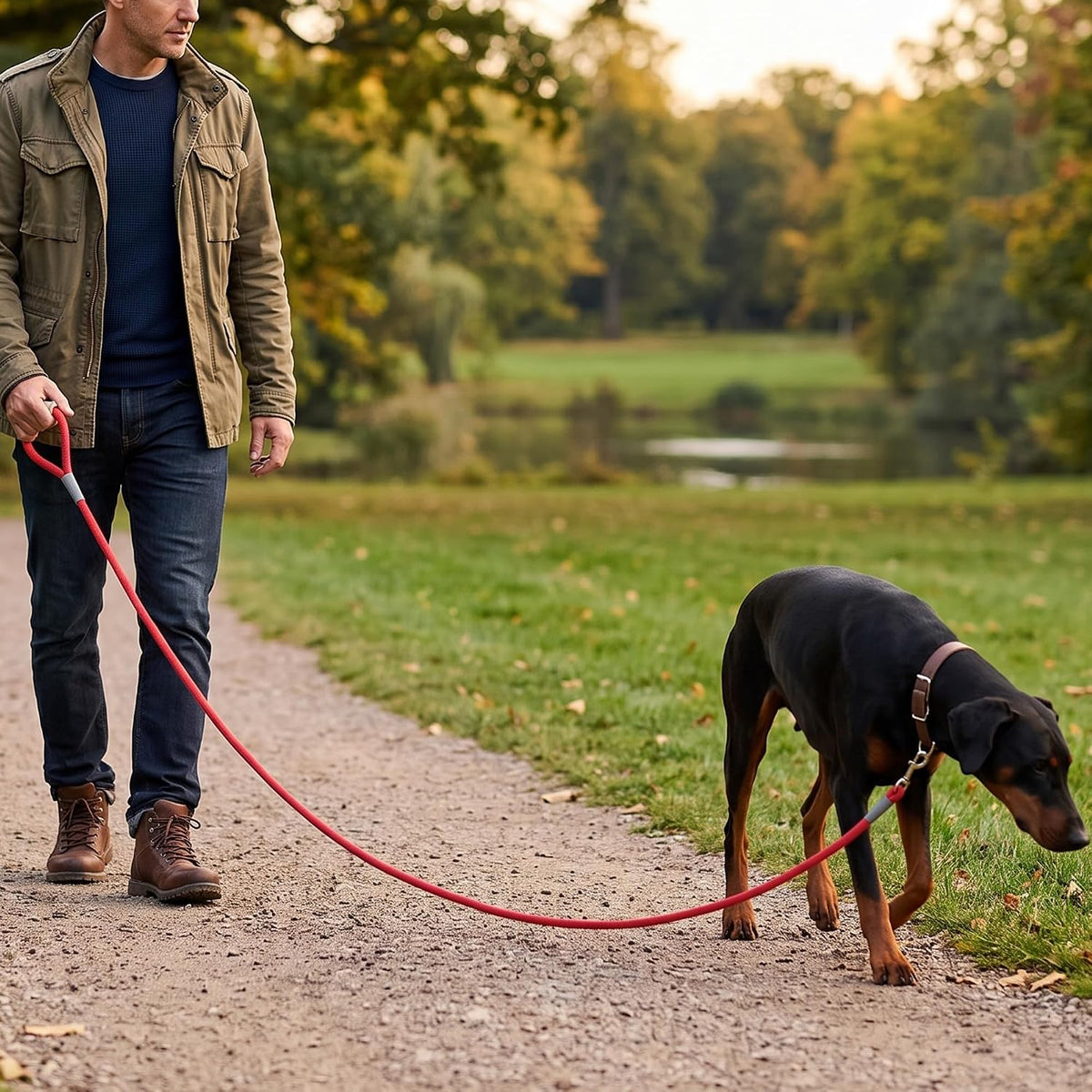 Mile High Life Dog Leash, with Padded Handle - Red / 5 Feet - image 3