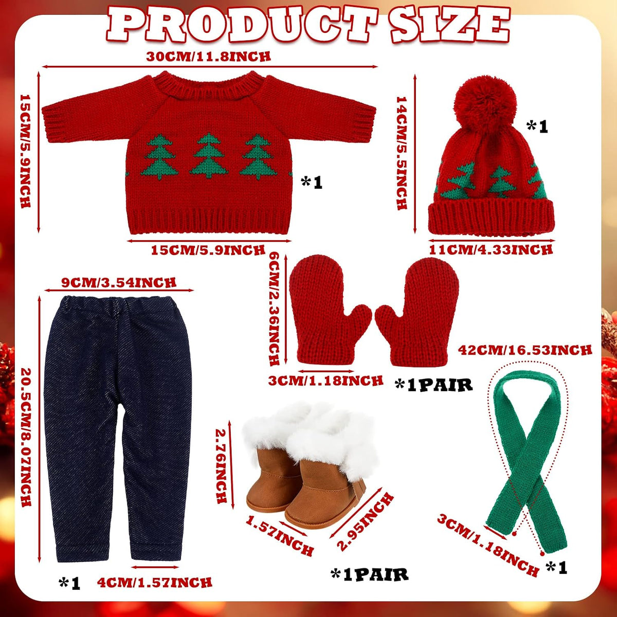 Bencailor Christmas doll clothes for 18 inch dolls in red and white cowgirl style with hat and boots - view 13