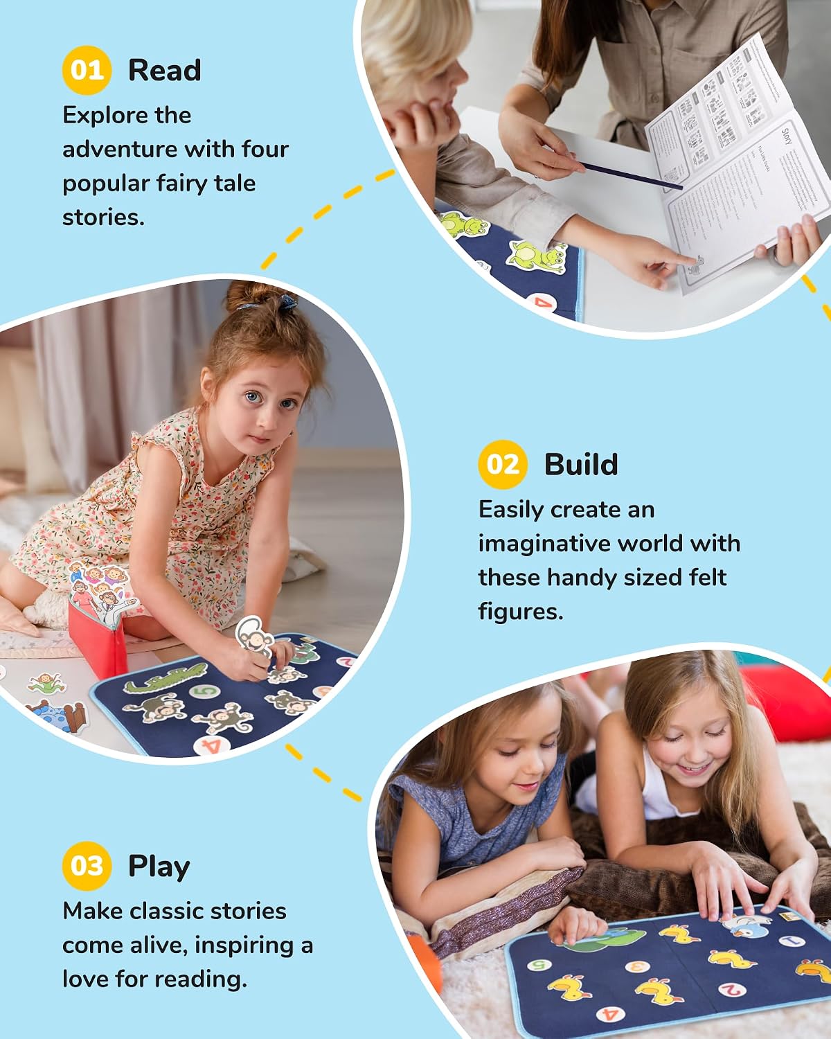 CHEFAN felt board story set with nursery rhyme felt pieces and a felt board with pockets - view 6