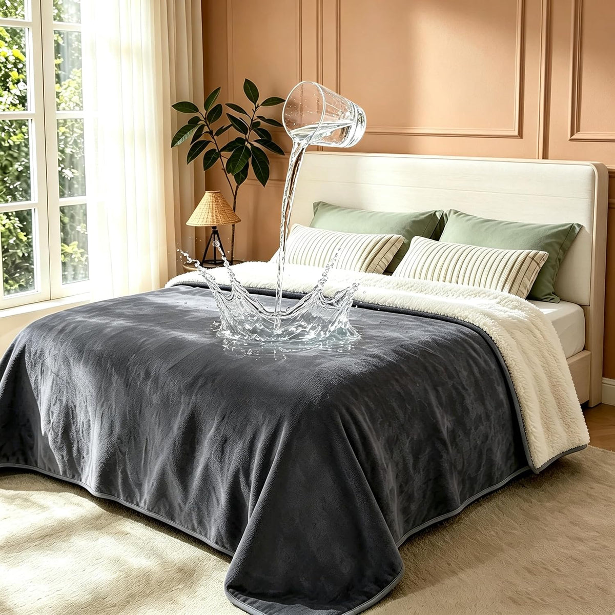 Waterproof Blanket for Bed Couch, Sherpa Fleece Throw, 50x60 – Essentials for Dogs - 60x80 inches / Dark Grey
