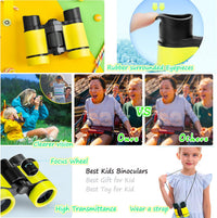 Kids Binoculars Ages 3-12 with Compass & Whistle – Fun for Kids & Family - Yellow - image 4