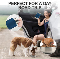 KEWIXY Insulated Dog Travel Water Bottle with Detachable Bowls - Navy Blue / 32 Oz - image 4