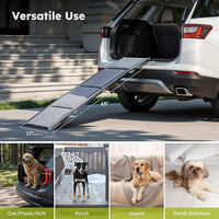 Dog Ramp for Car, 63" Folding Pet Ramp for Large Dogs up to 200 lb, 17" Wide Car Ramp for Dog, Portable Pet Stair Ramp with Nonslip Rug Surface, Outdoor Dog Ramp for Truck SUV High Bed Couch