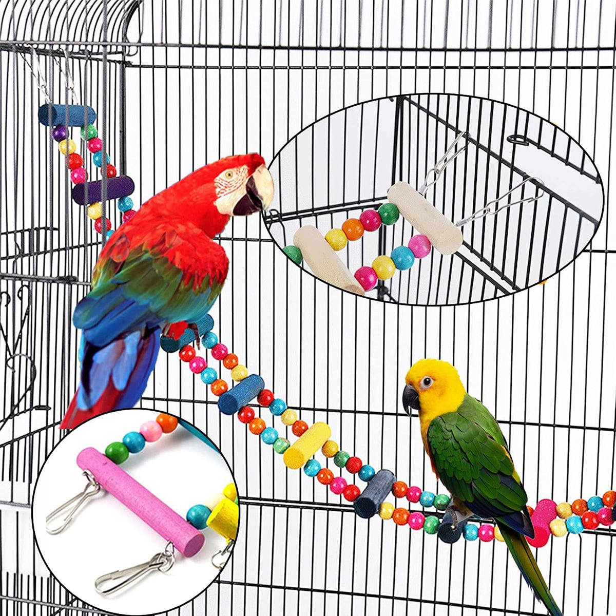 13Pcs Parrot Swing Chew Toys Bird Perches Platform with Climbing - 15 pcs - image 4