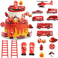 Hooqict 28Pcs Soccer Cake Decorations Set with Mini Balls - Fire Truck