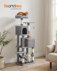 Feandrea Cat Tree, Multi-Level Condo - 59.5 Inches / Light Gray - image 2