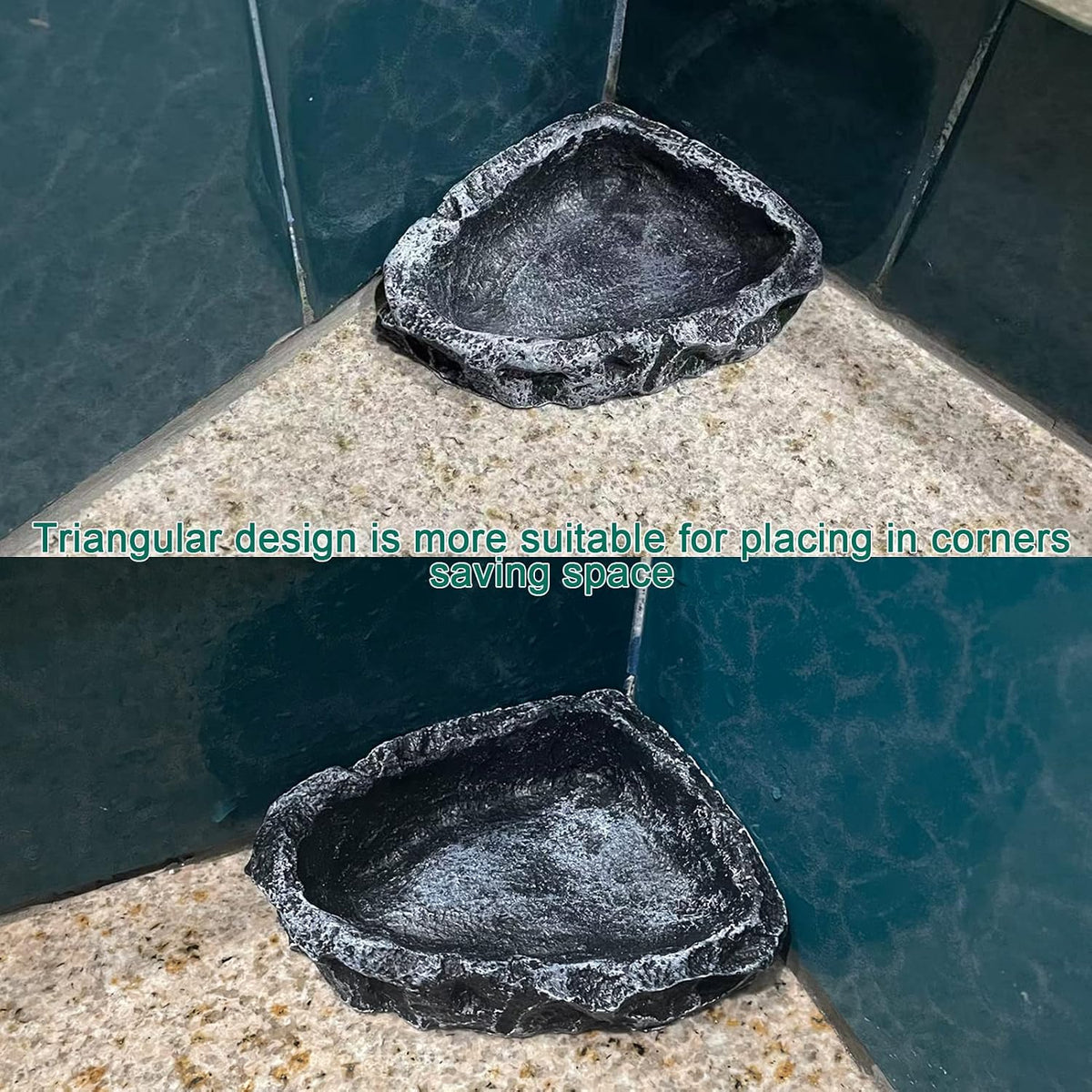 2Pcs Reptile Water Bowl, Feeding Dish for Leopard Gecko Lizard – Essentials for Reptiles And Amphibians - 2Pcs Square type - image 3