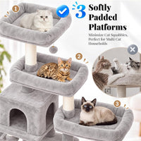 Hey-brother Cat Tree Tower with Stable Extended Base - Light Gray - image 4