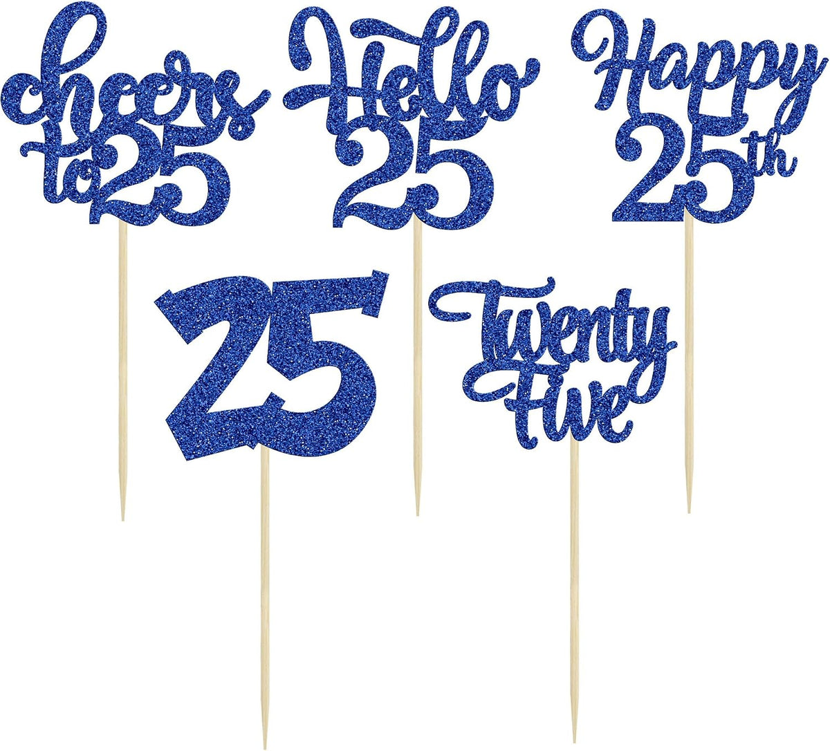 30pcs 16th Birthday Cupcake Toppers - 25th / Deep Blue - image 3