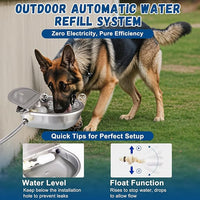 Automatic Water Dispenser for Dogs, Auto Dog Waterer for Outdoor, Stainless Steel Water Bowl Dispenser for Livestock Waterer,Chicken Water System, Dog Water Bowl Fit 3/4'' GHT Faucet