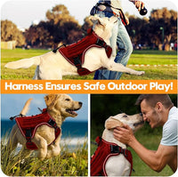 Heavy-Duty Tactical Dog Harness for Large Dogs, No Pull Adjustable Reflective Pet Vest with Molle System, K9 Military-Grade Control for Service Training, Outdoor & 10+ Breeds, Red, XX-Large